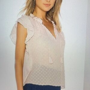 Ulla Johnson Reine tassel top in ivory Swiss dot sz 0